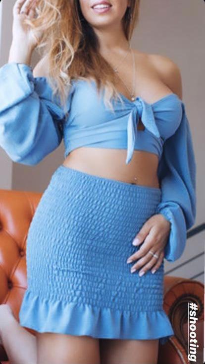 Coordinato donna top e gonna drappeggio