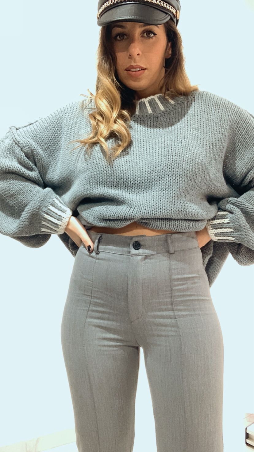Pantalone classico cucitura a rilievo