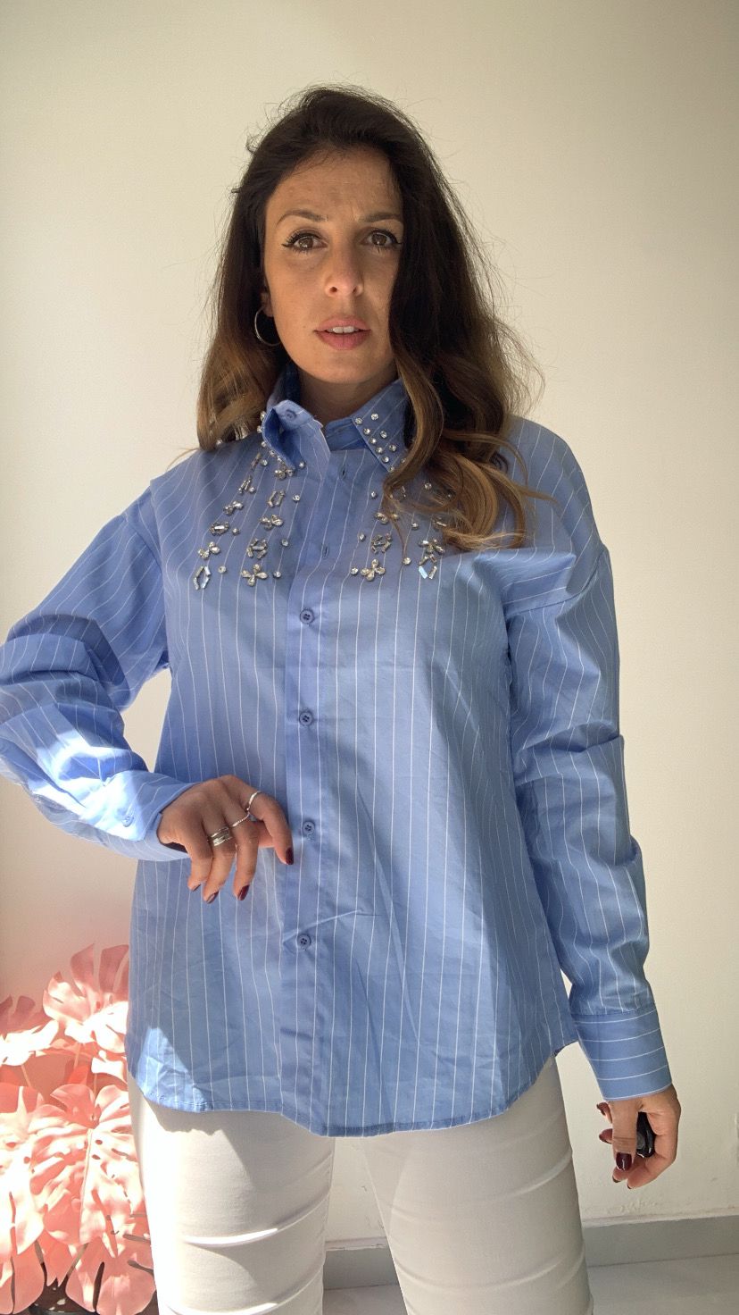 Camicia righe con strass