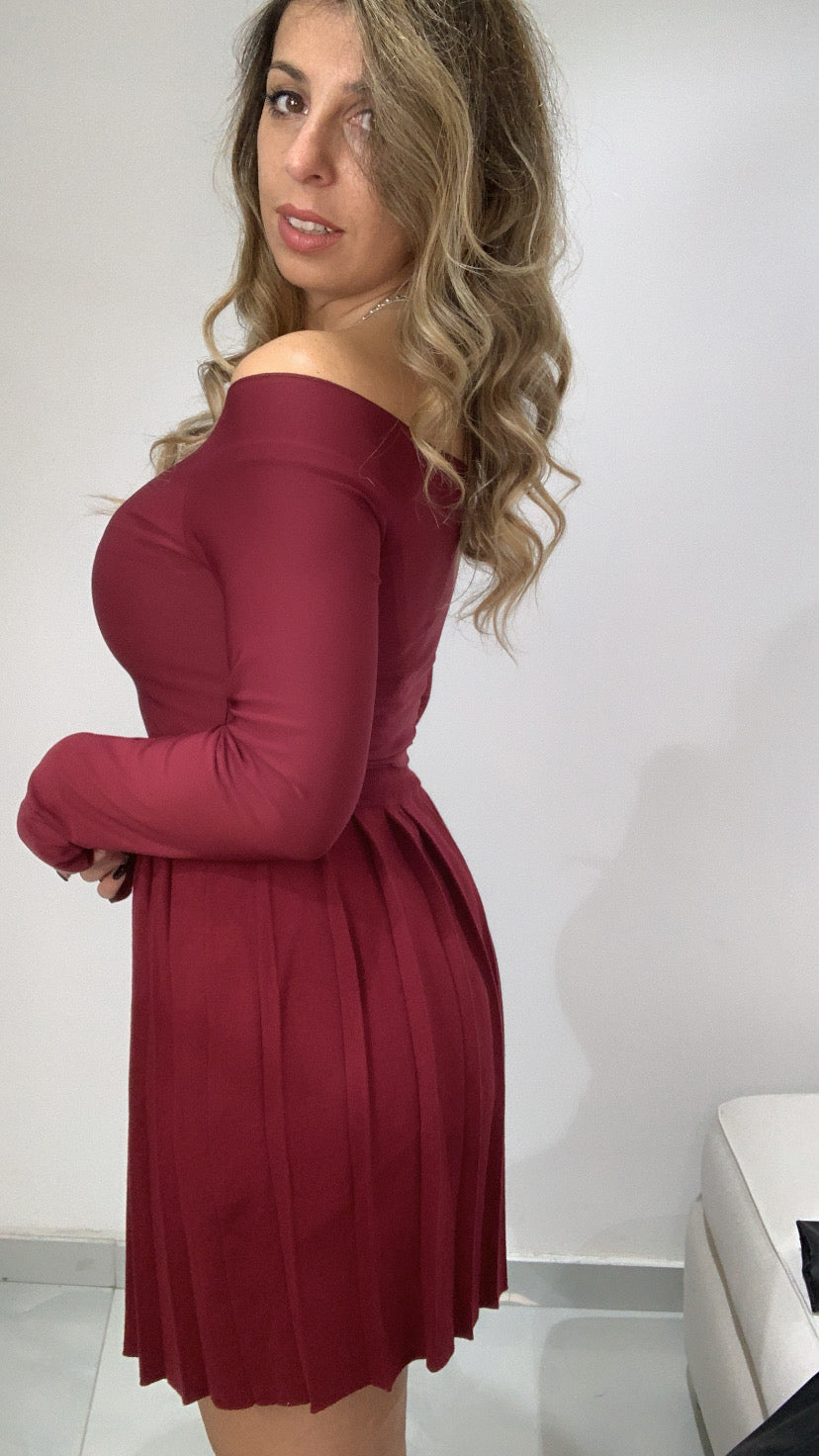 Gonna plissè con bottoni perla