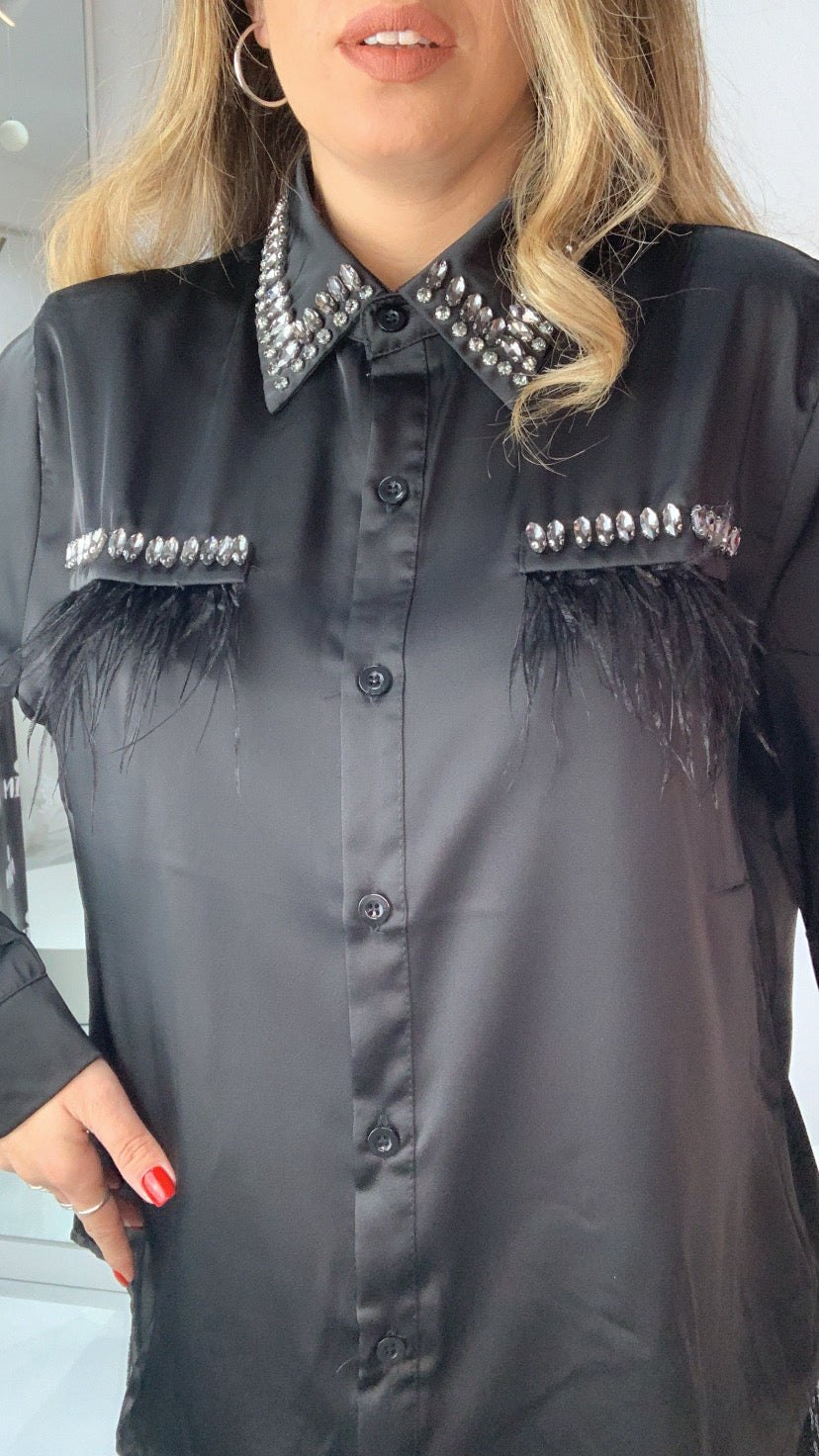 Camicia strass e piume
