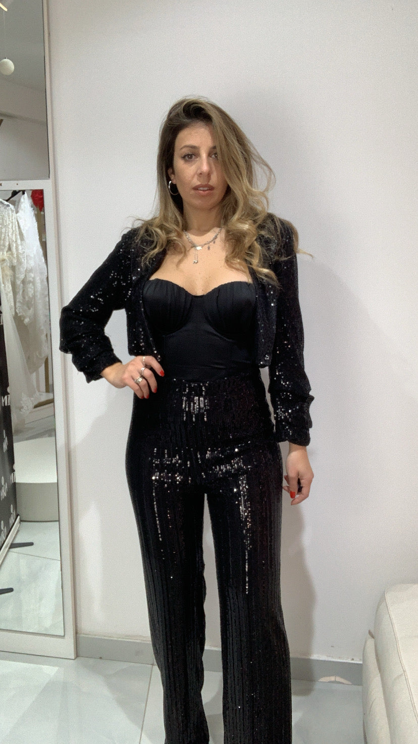 Pantalone palazzo in paillettes