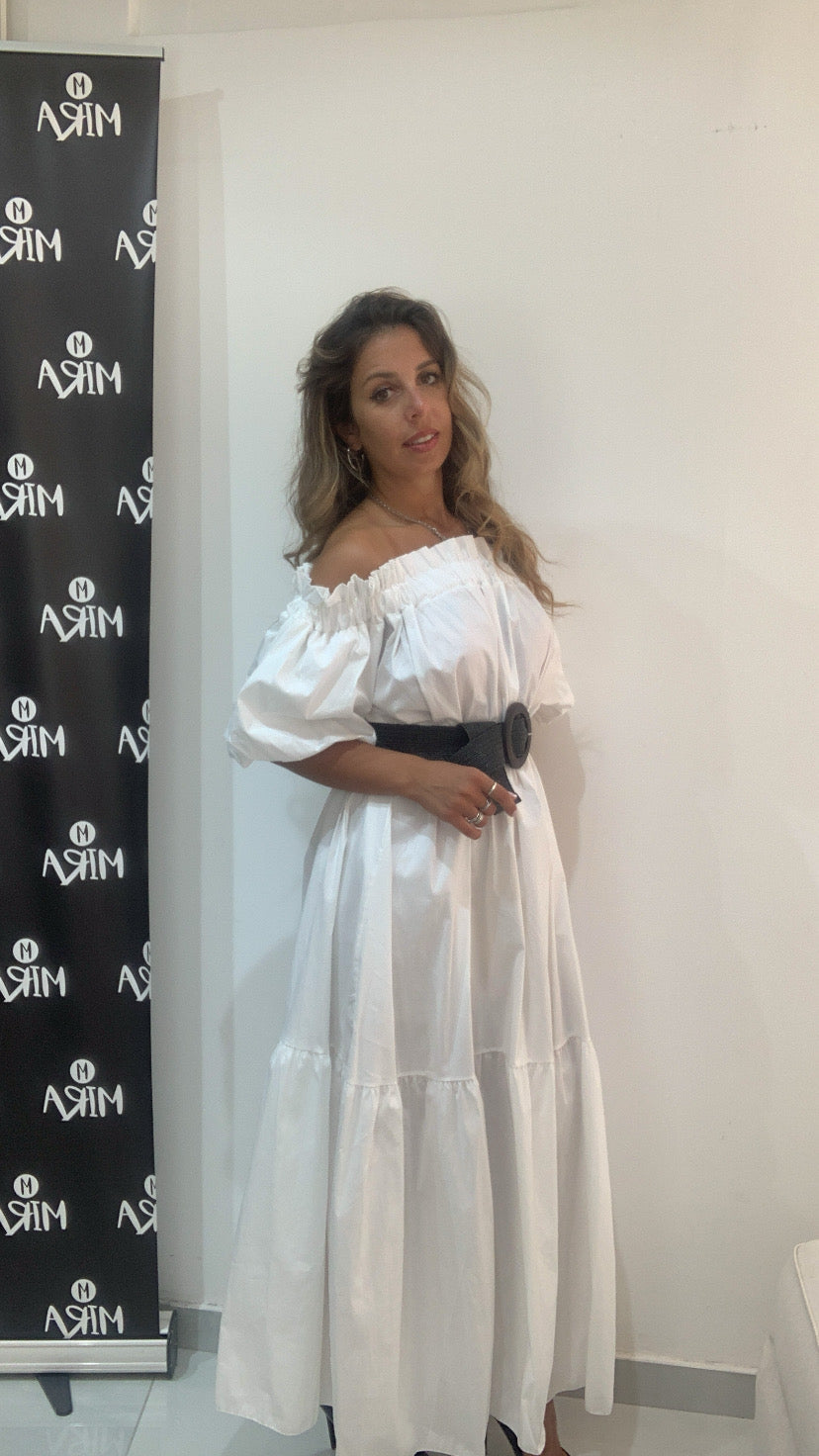 Abito in cotone con maniche a sbuffo