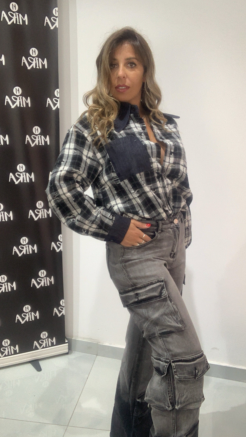 Jeans cargo grigio
