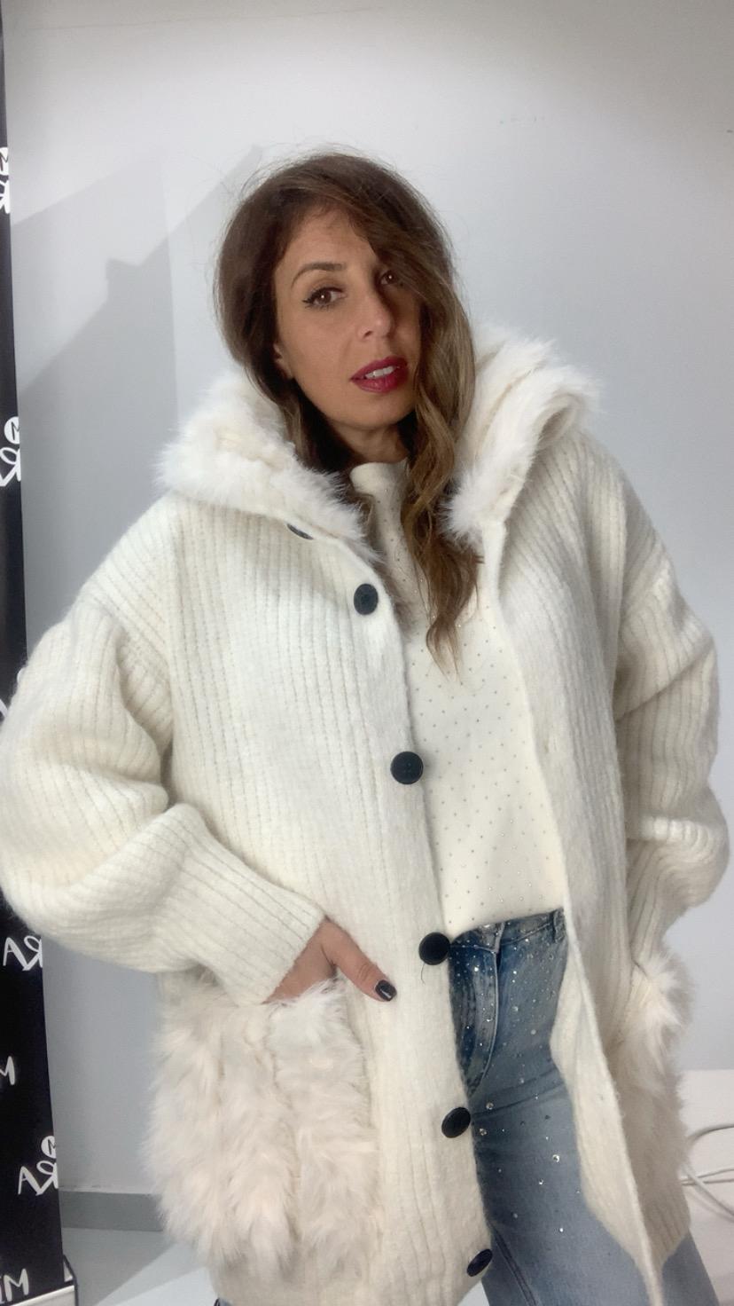 Cardigan con pelliccia