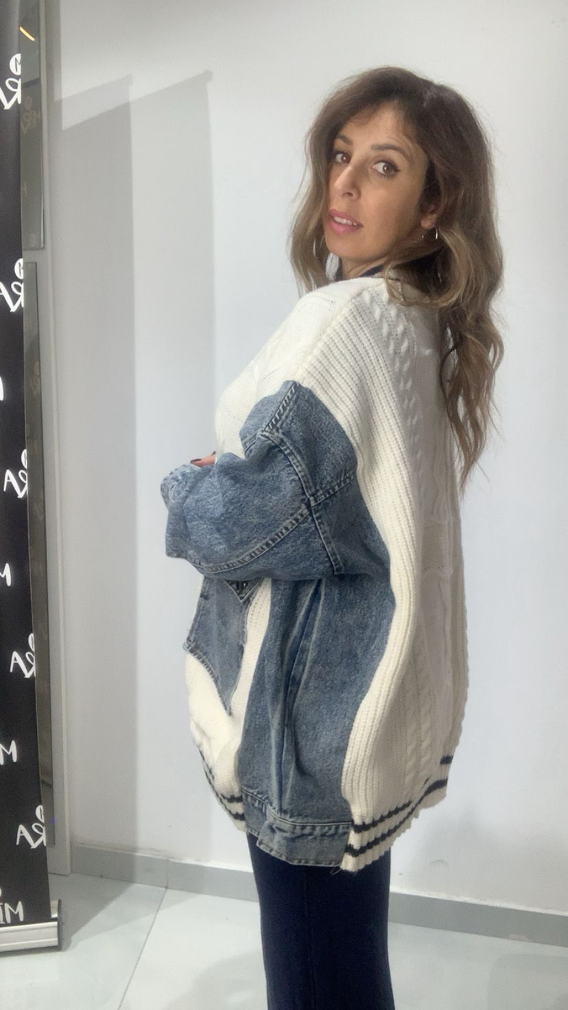 Cardigan con dettagli in Jeans