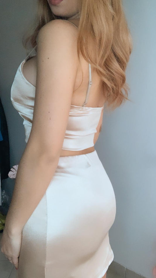 Coordinato oro top e gonna