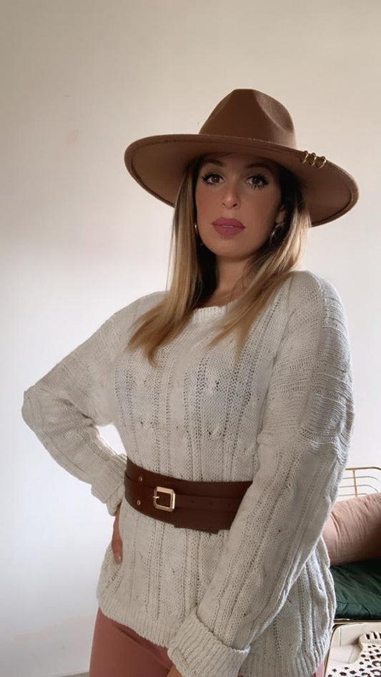 Cappello falda larga in  panno