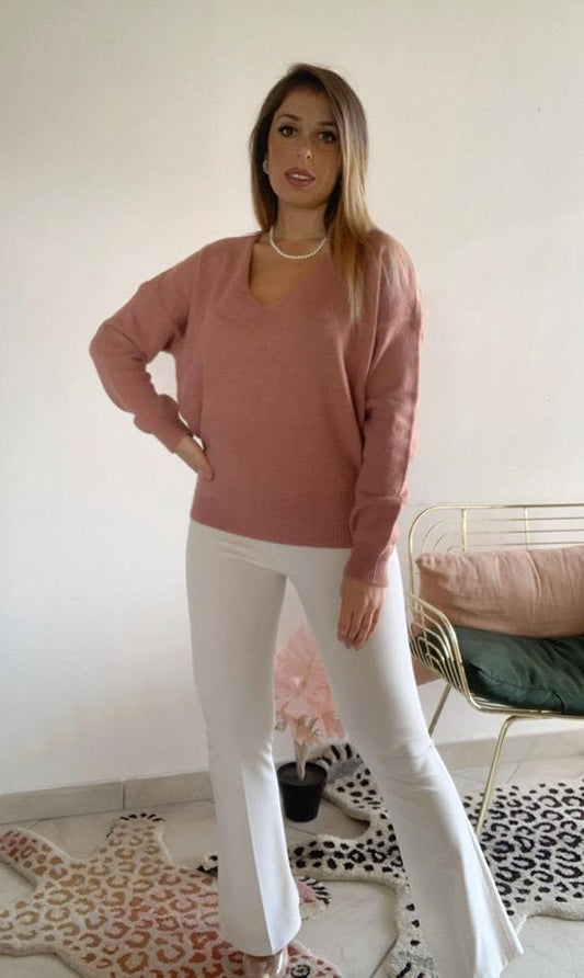 Pantalone donna bianco a zampa