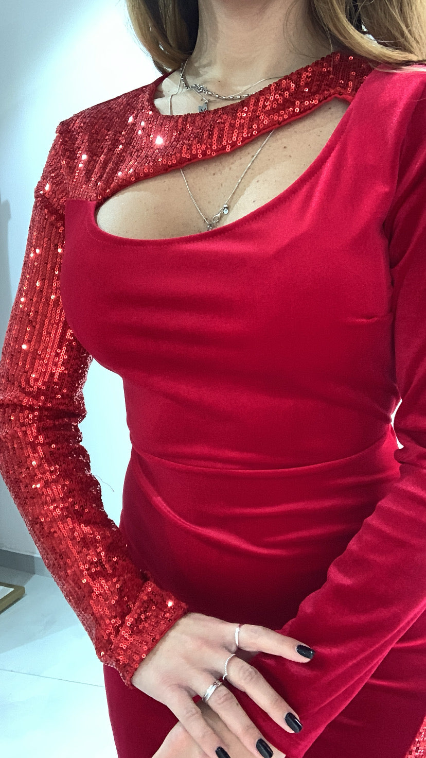 Abito velluto con paillettes