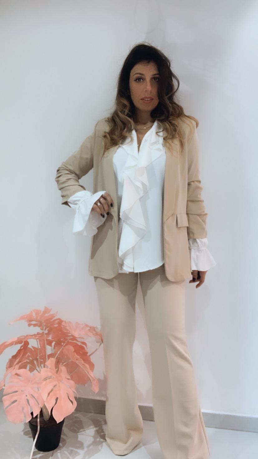 Blazer con manica drappeggio