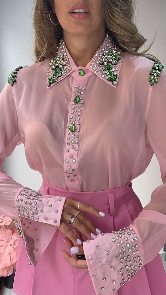 Camicia velo dettagli gioiello