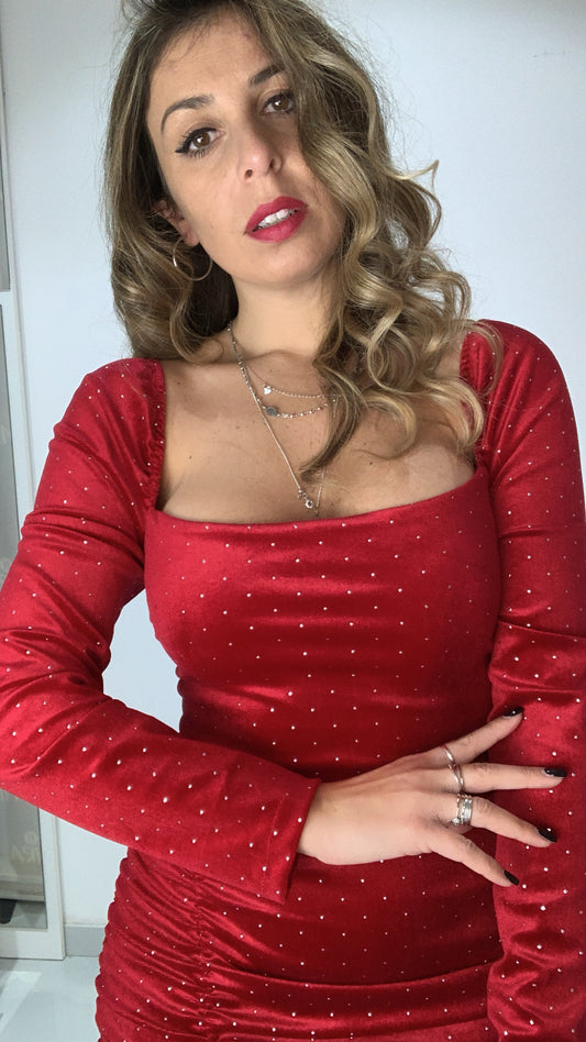 Abito in velluto con strass