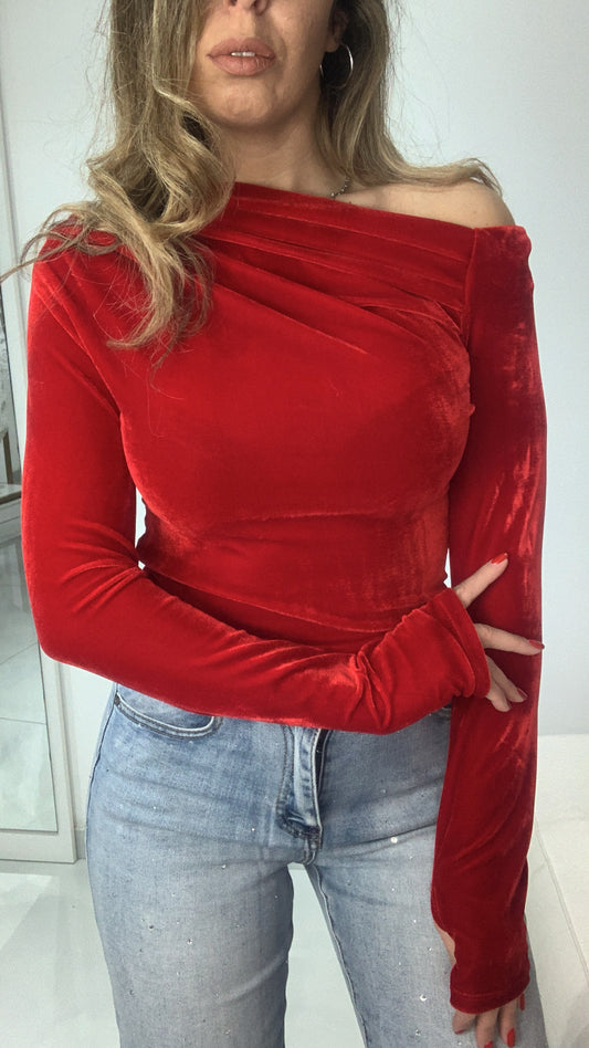 Maglia asimmetrica velluto