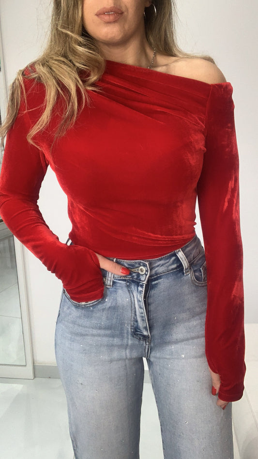 Maglia asimmetrica velluto