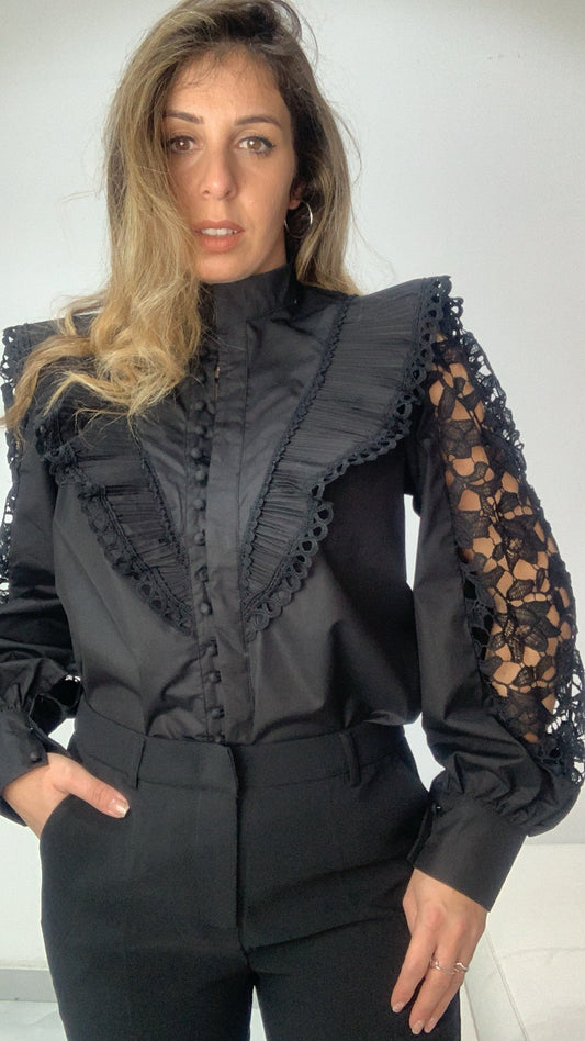 Camicia con maniche macrame