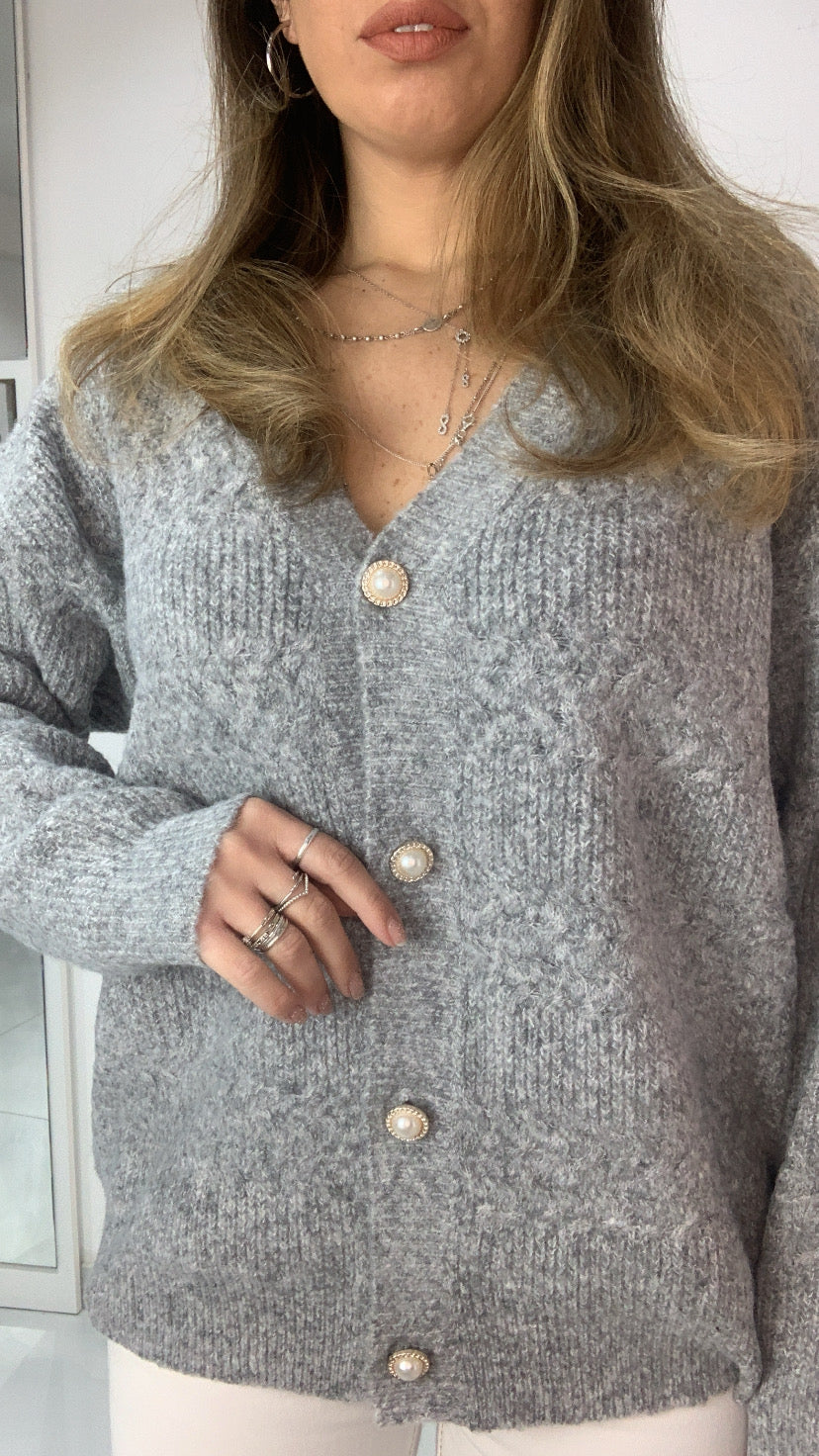 Cardigan bottoni perla