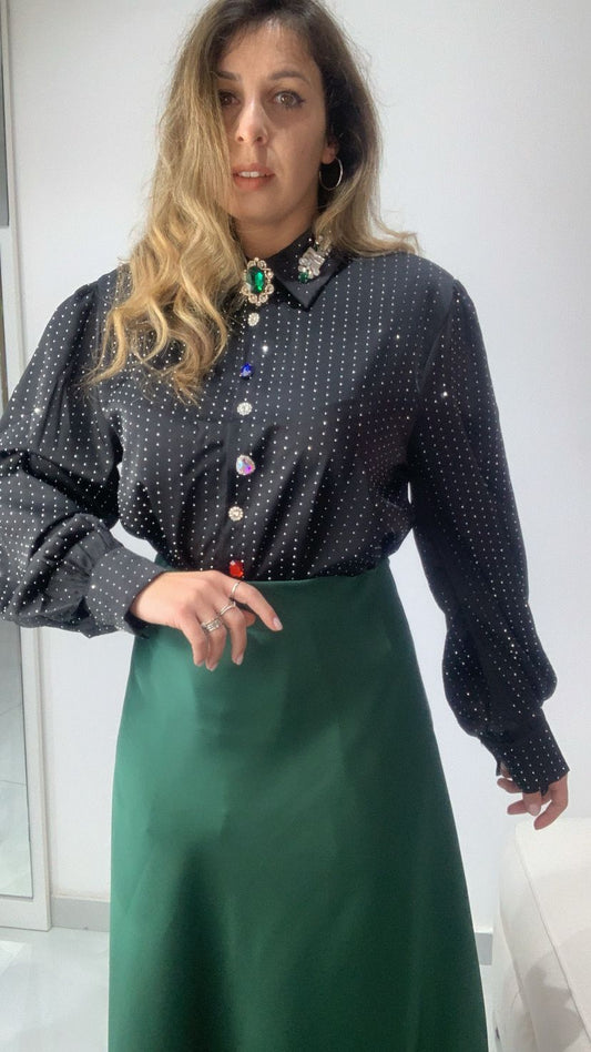 Camicia strass bottoni gioiello