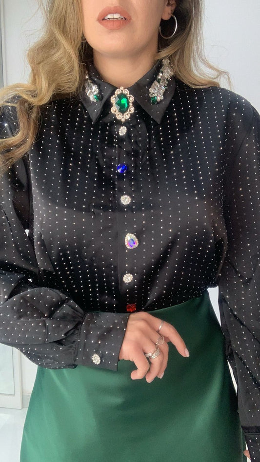Camicia strass bottoni gioiello
