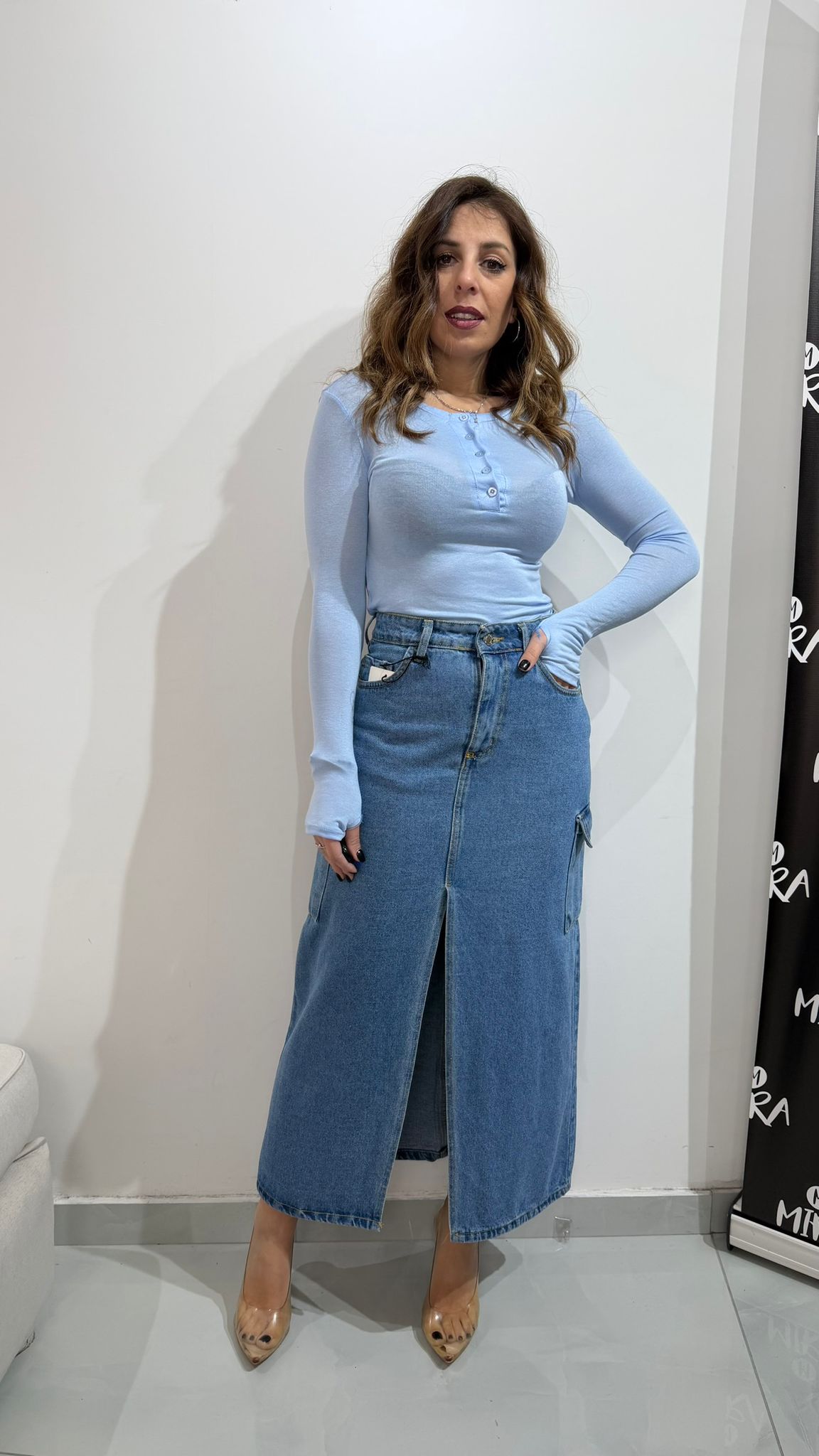 Gonna lunga in jeans