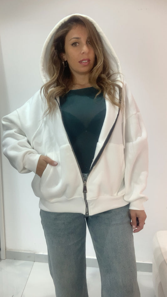 Felpa in cotone con zip