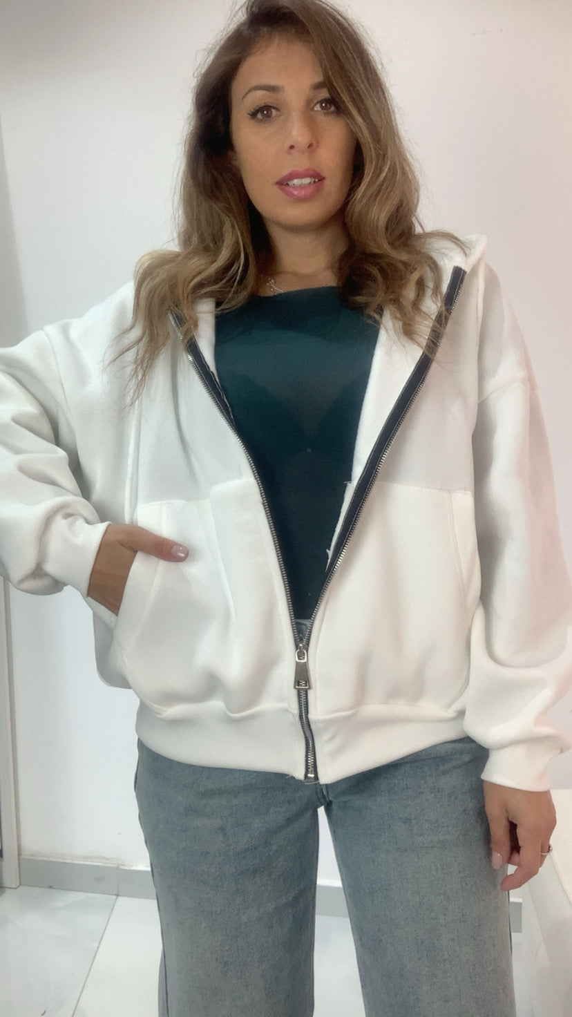 Felpa in cotone con zip