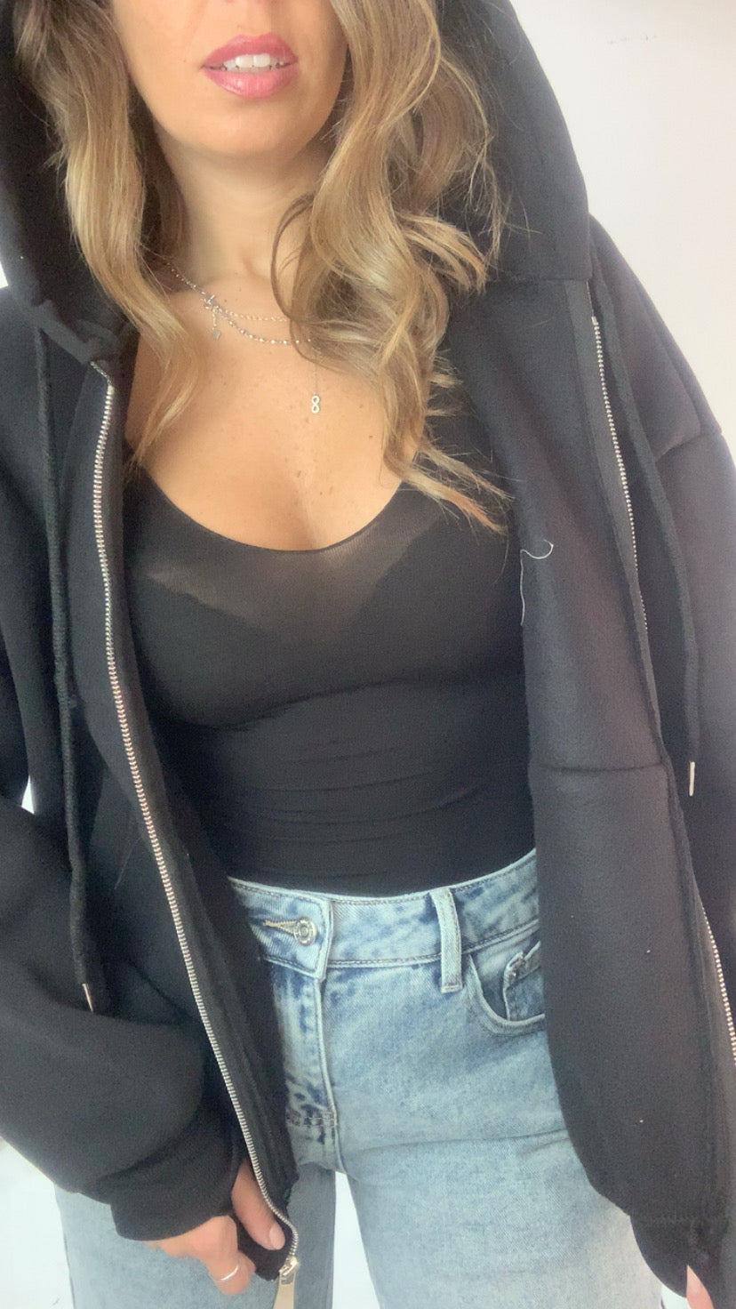 Felpa in cotone con zip