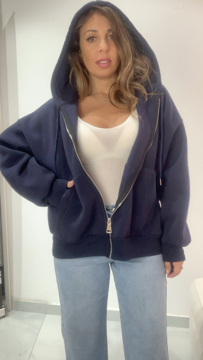 Felpa in cotone con zip