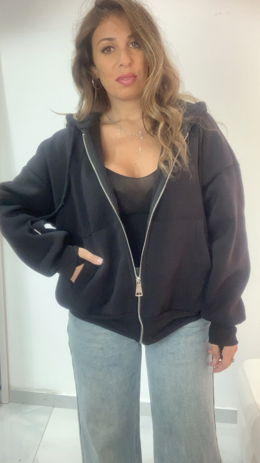 Felpa in cotone con zip