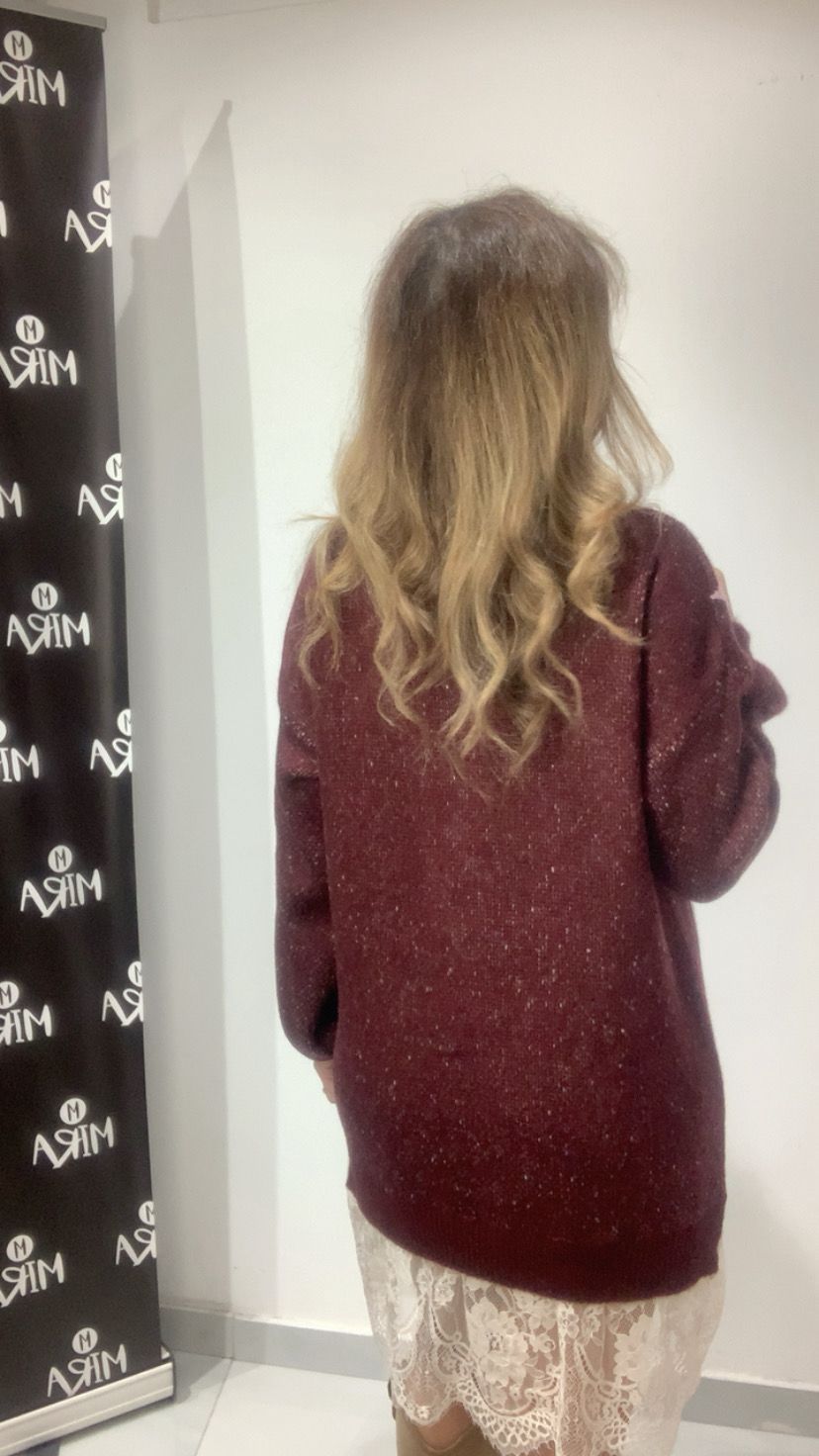Maxi pull con bordo in pizzo