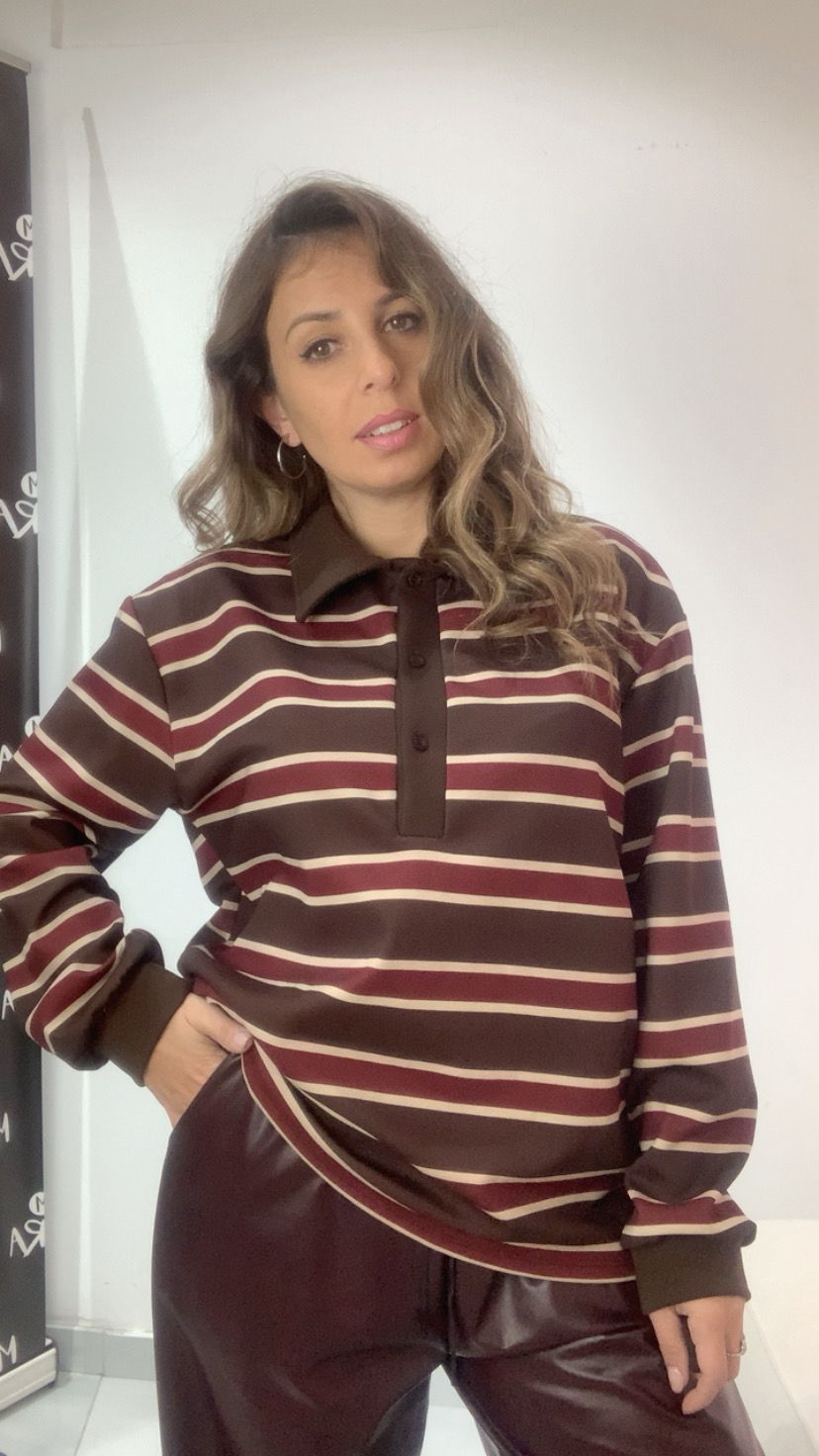 Maglia felpata a righe