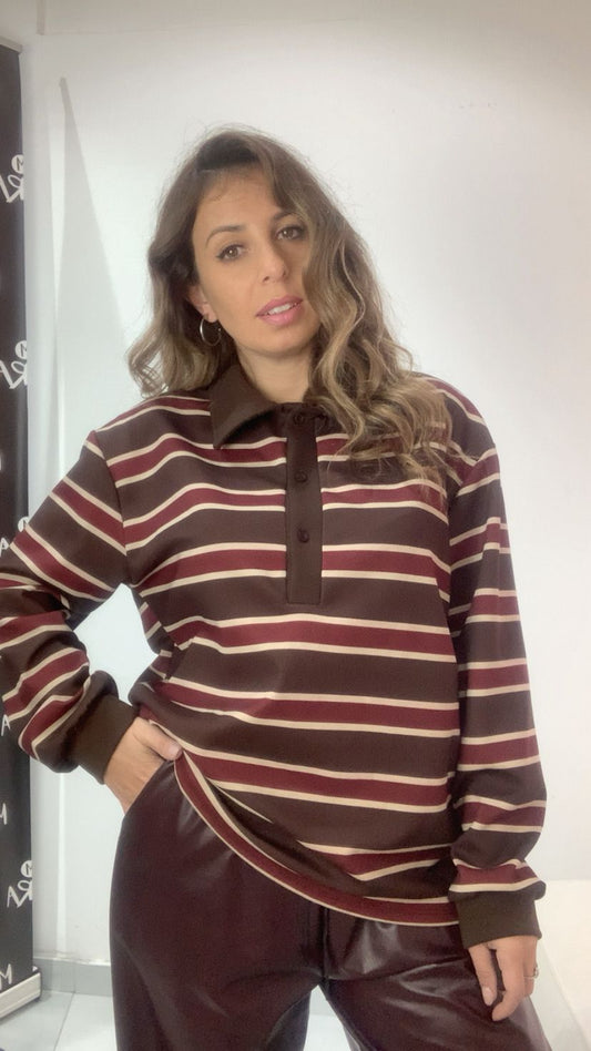 Maglia felpata a righe