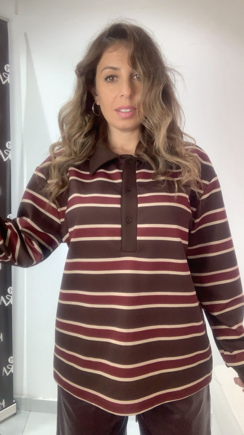Maglia felpata a righe