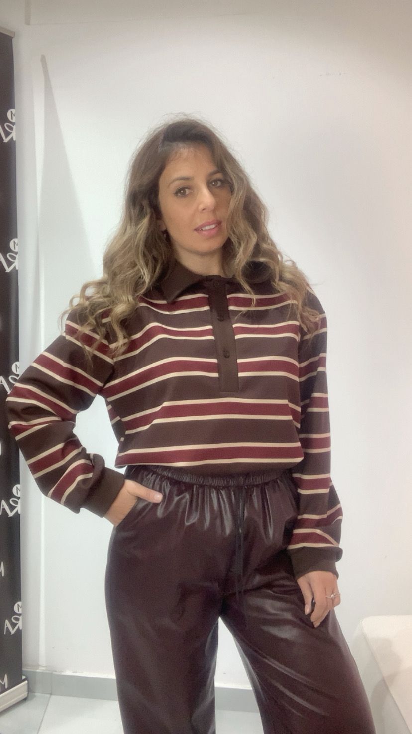 Maglia felpata a righe