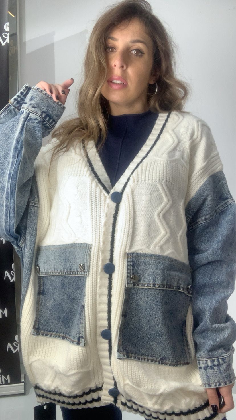 Cardigan con dettagli in Jeans