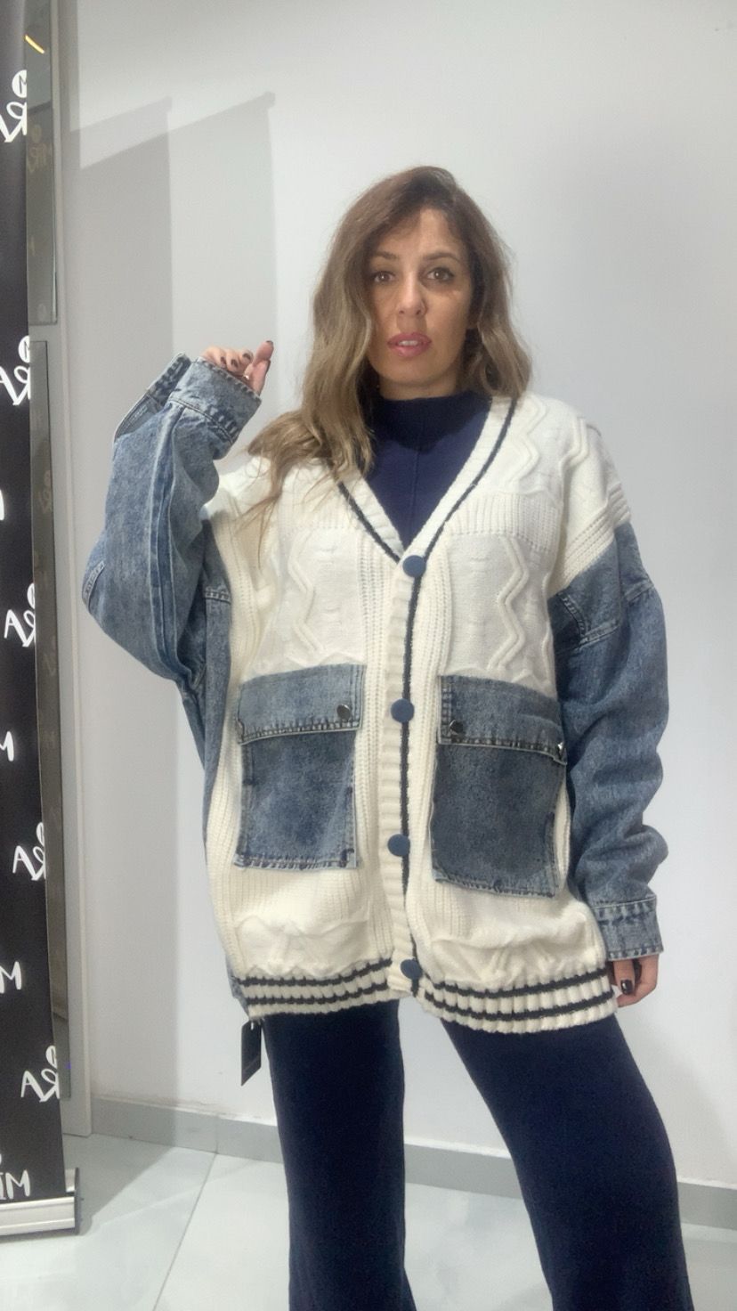 Cardigan con dettagli in Jeans