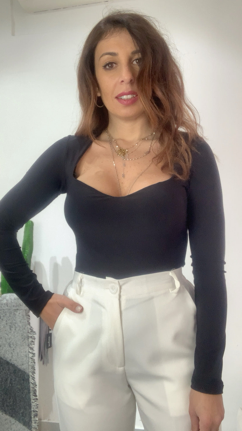 Body scollo quadrato con coppe