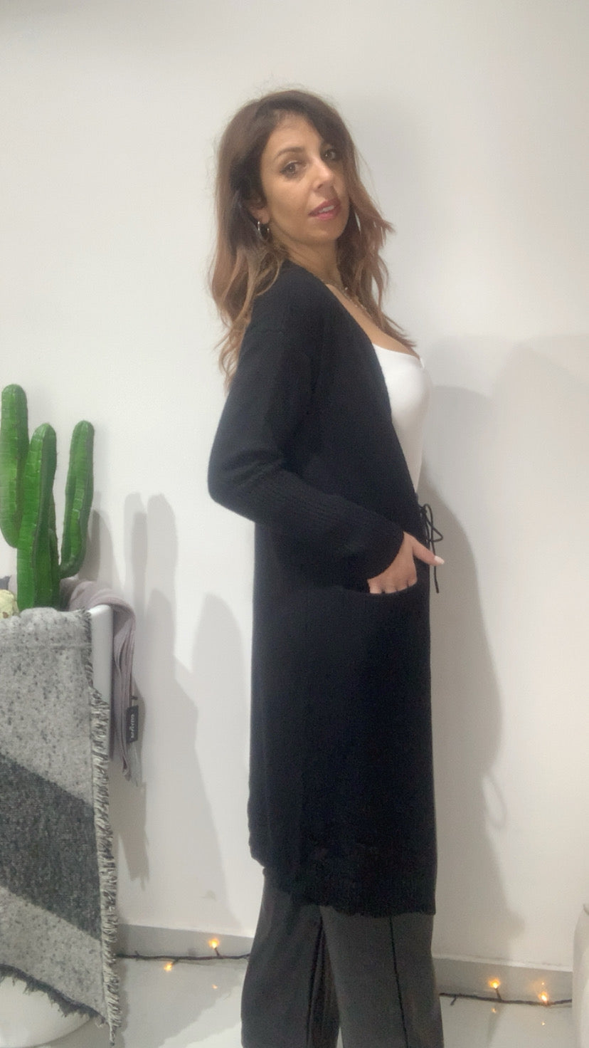 Cardigan con Tasche Laterali