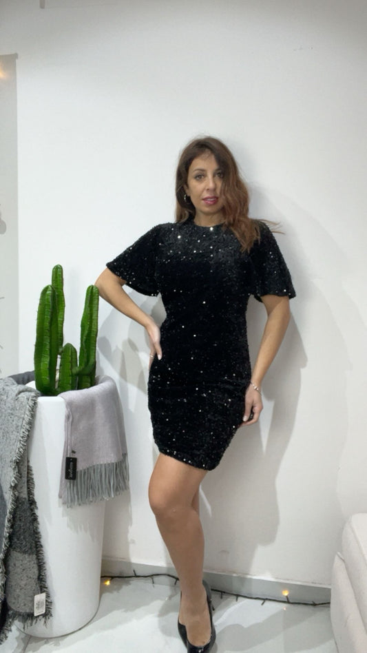 Abito mezza manica paillettes