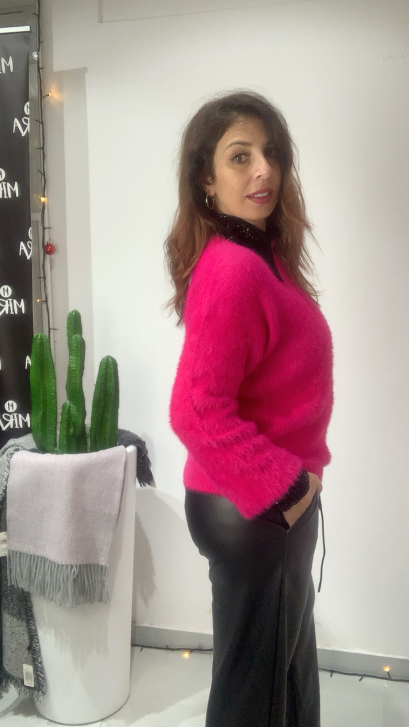 Camicia crop con dettagli in strass