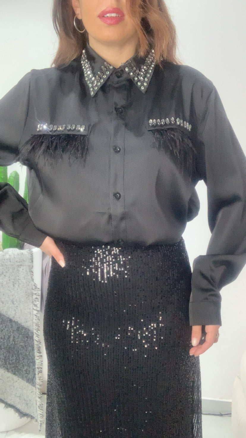 Camicia strass con piume