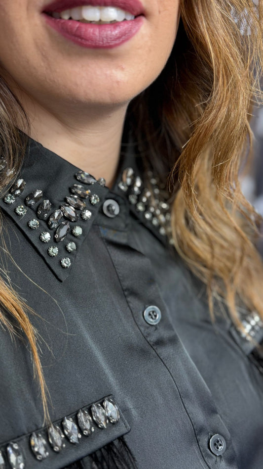 Camicia strass con piume