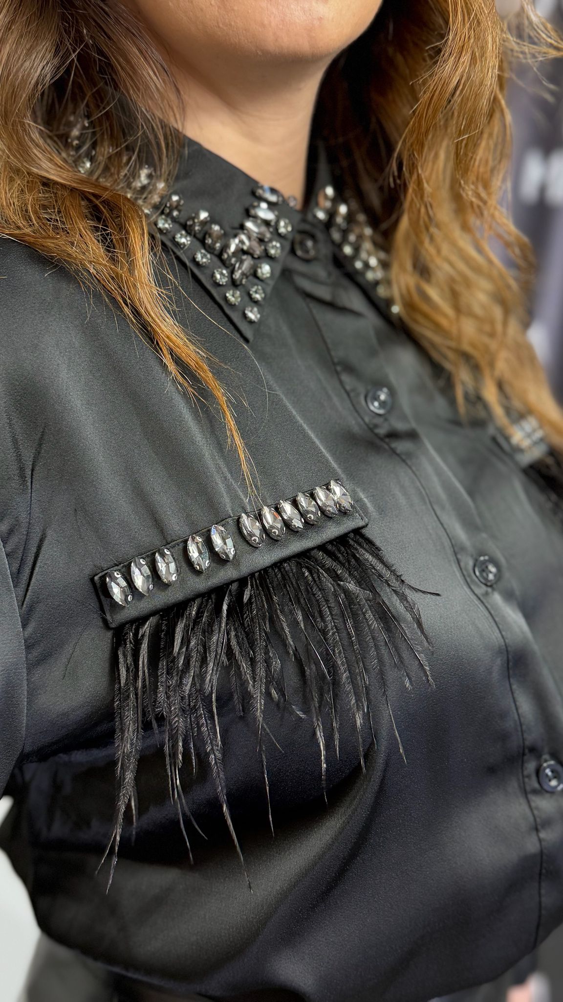 Camicia strass con piume