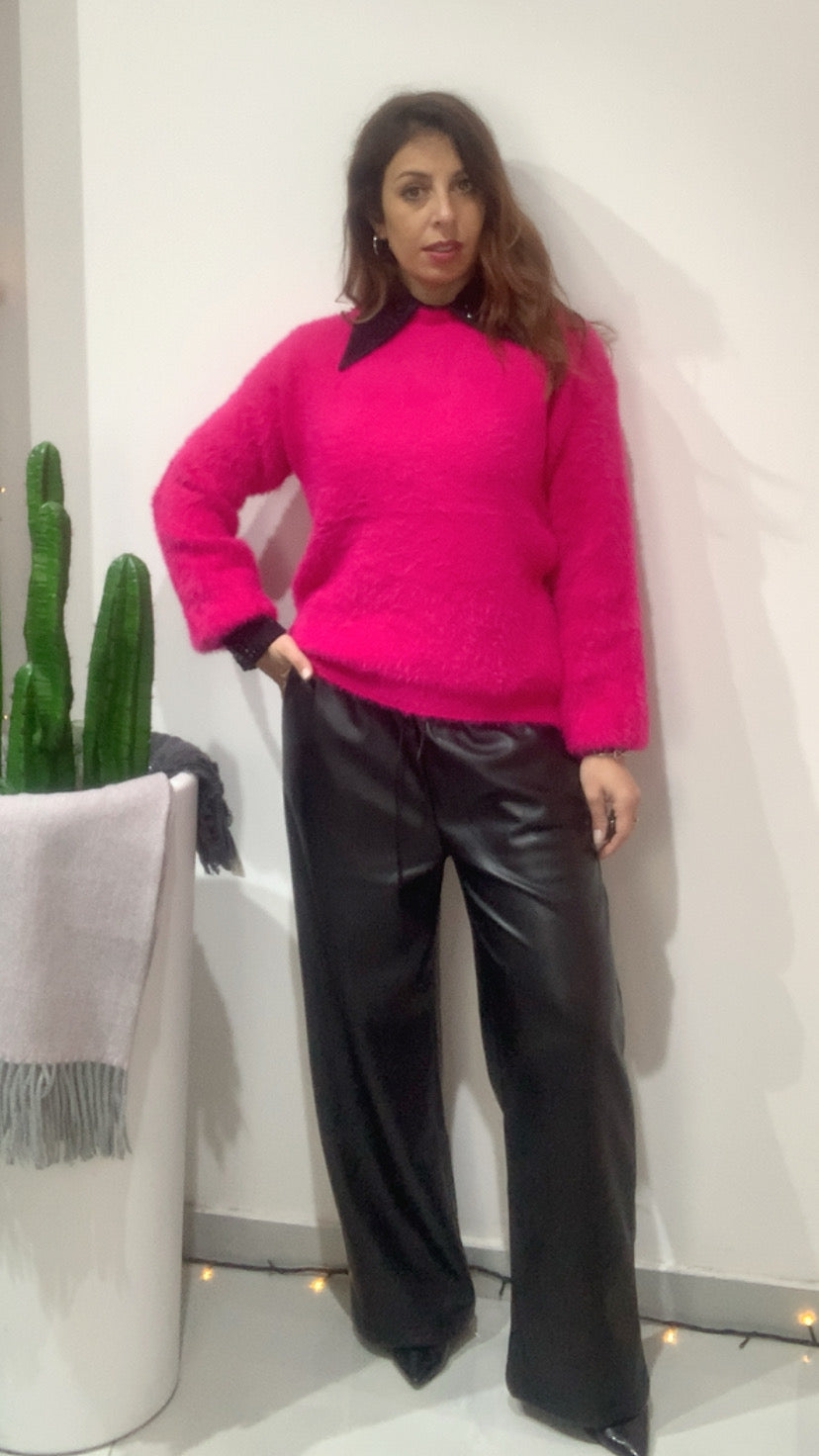 Pantalone in eco pelle a palazzo