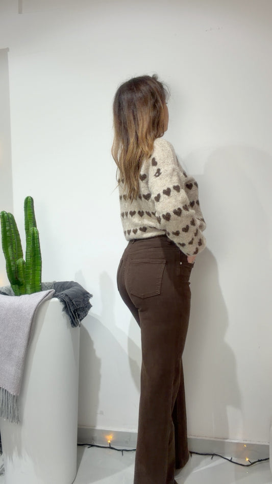 Jeans marrone asimmetrico