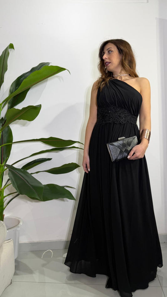 Abito monospalla nero