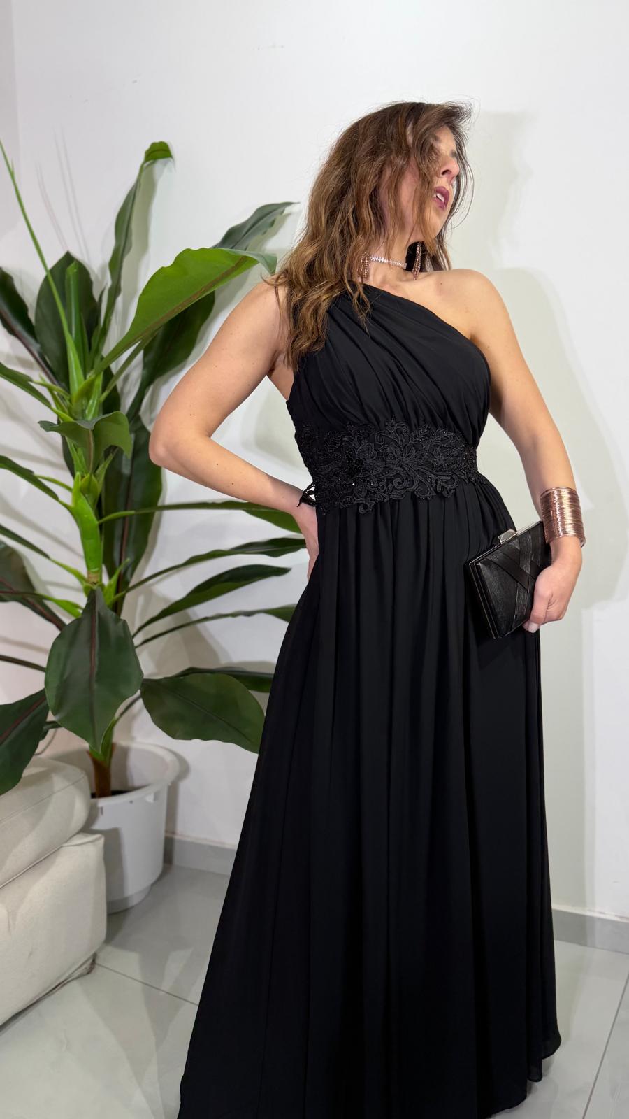 Abito monospalla nero
