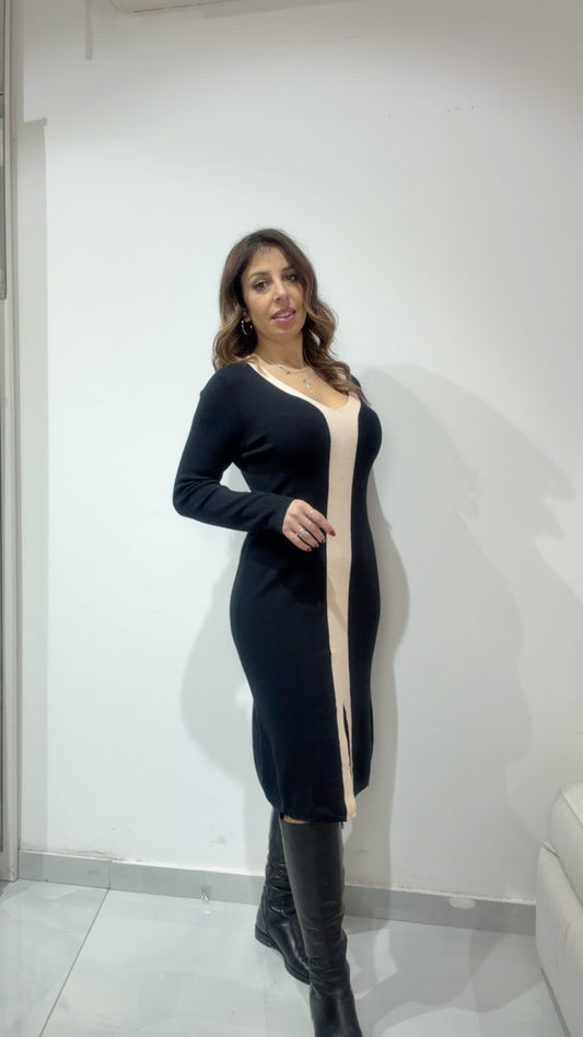 Abito in viscosa con spacco sul davanti