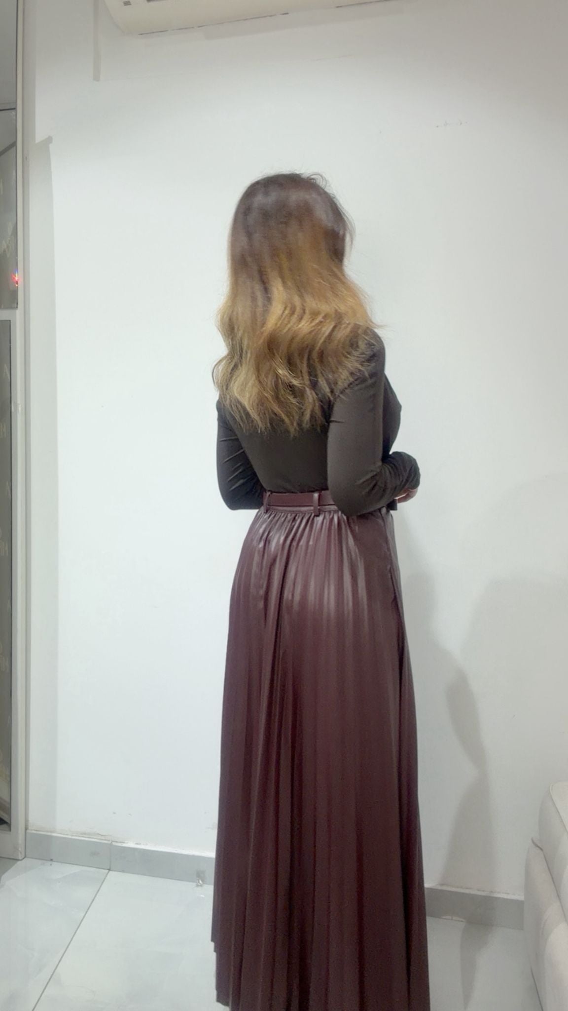 Gonna plissè in ecopelle