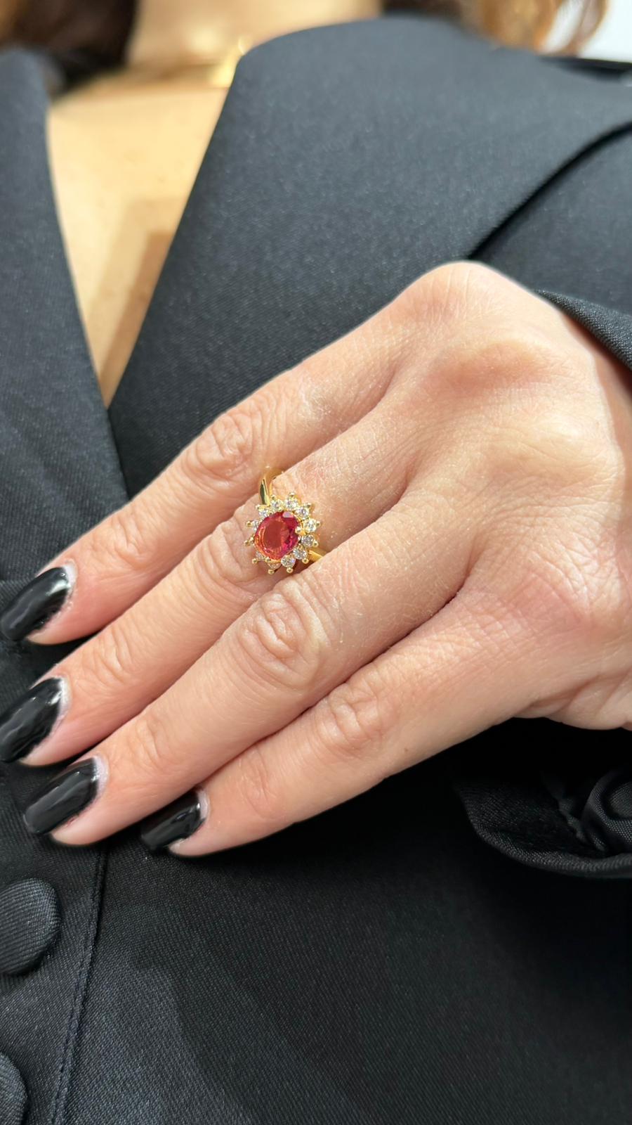 Anello oro con pietra e strass